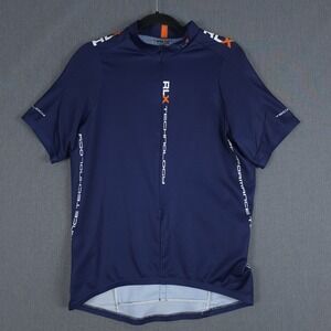 RLX Polo Sport Technology Cycling Jersey Mens Large Blue 3/4 Zip Ralph Lauren